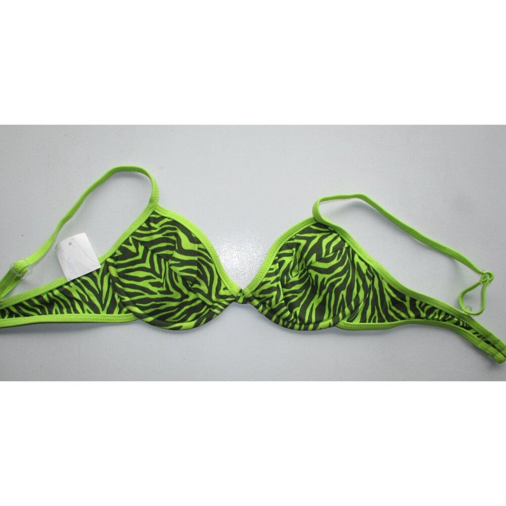 Malibu Lime Green Zebra Print Bikini Top - Small - NEW